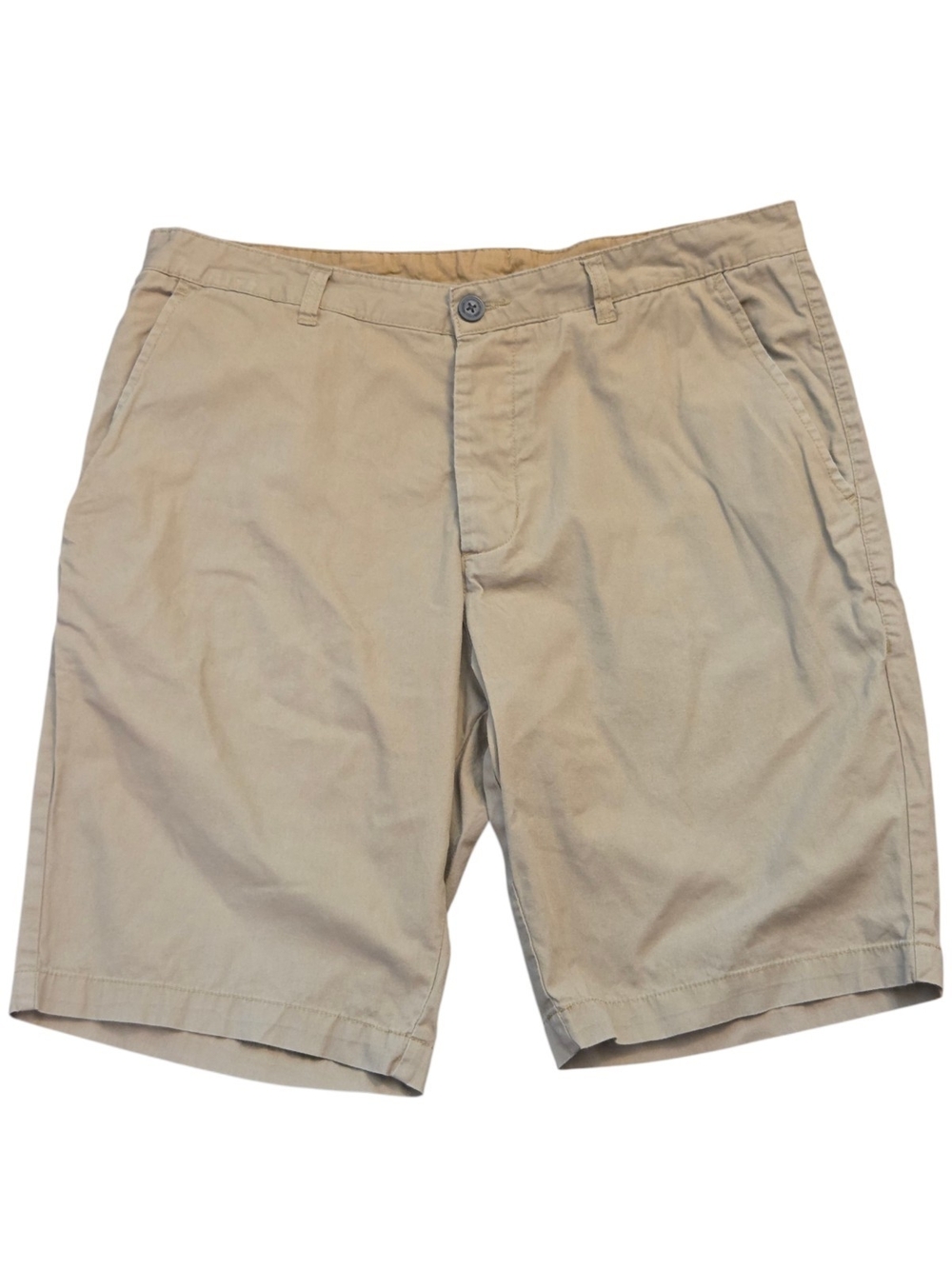 H&M Divided Men's Tan Flat-Front Chino Shorts Casual Summer Twill - Size 34